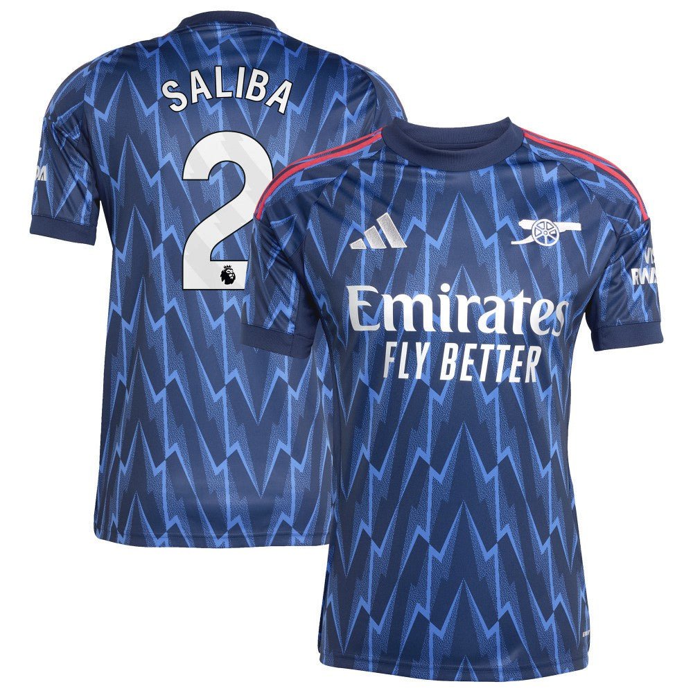 Adidas William Saliba Arsenal 2025/26 Away Replica Player Jerseys - Blue