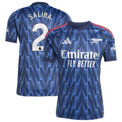 Adidas William Saliba Arsenal 2025/26 Away Replica Player Jerseys - Blue