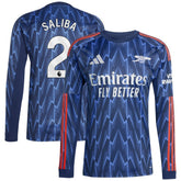 Adidas William Saliba Arsenal 2025/26 Away Replica Long Sleeve Player Jerseys - Blue