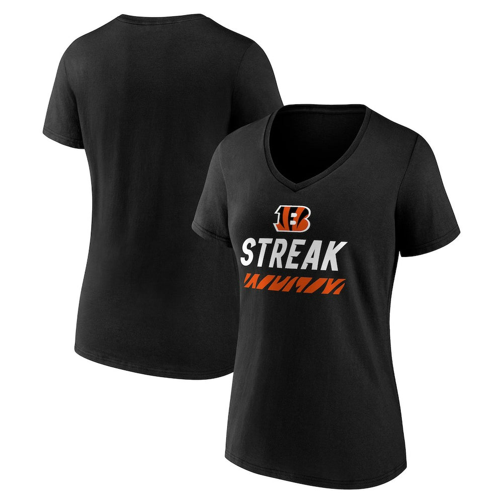Cincinnati Bengals Women's Streak V-Neck T-Shirt Black - NFL