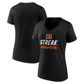 Cincinnati Bengals Women's Streak V-Neck T-Shirt Black - NFL