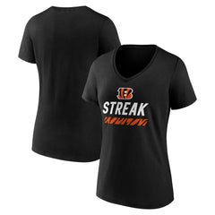 Cincinnati Bengals Women's Streak V-Neck T-Shirt Black - NFL