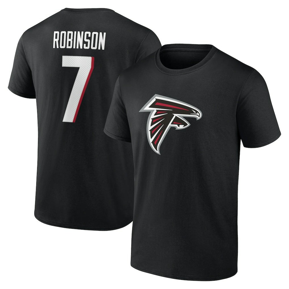 Bijan Robinson Atlanta Falcons Icon Name & Number T-Shirt Black - NFL