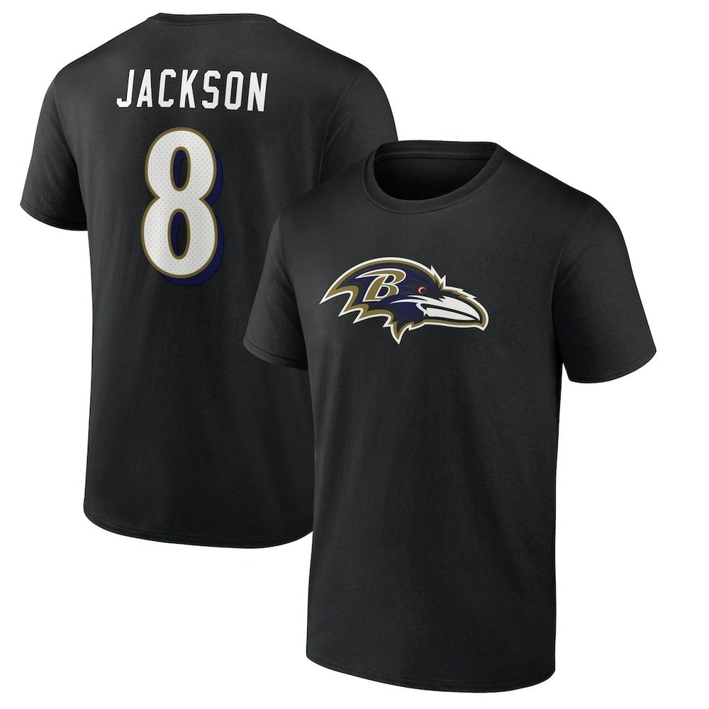 Lamar Jackson Baltimore Ravens Icon Name & Number T-Shirt Black - NFL