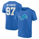 Aidan Hutchinson Detroit Lions Icon Name & Number T-Shirt Blue - NFL