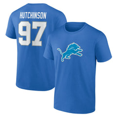 Aidan Hutchinson Detroit Lions Icon Name & Number T-Shirt Blue - NFL