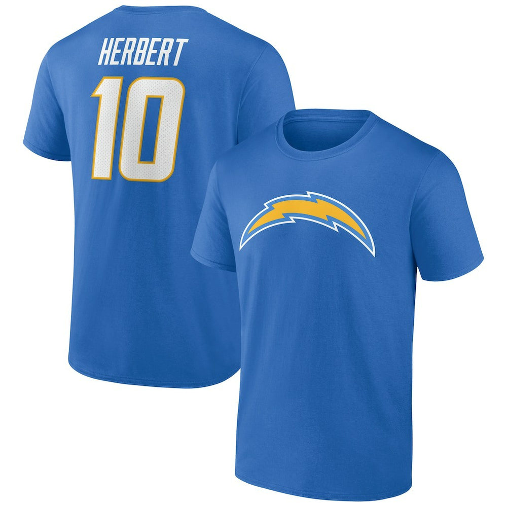 Justin Herbert Los Angeles Chargers Icon Name & Number T-Shirt Powder Blue - NFL