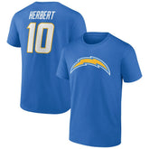 Justin Herbert Los Angeles Chargers Icon Name & Number T-Shirt Powder Blue - NFL