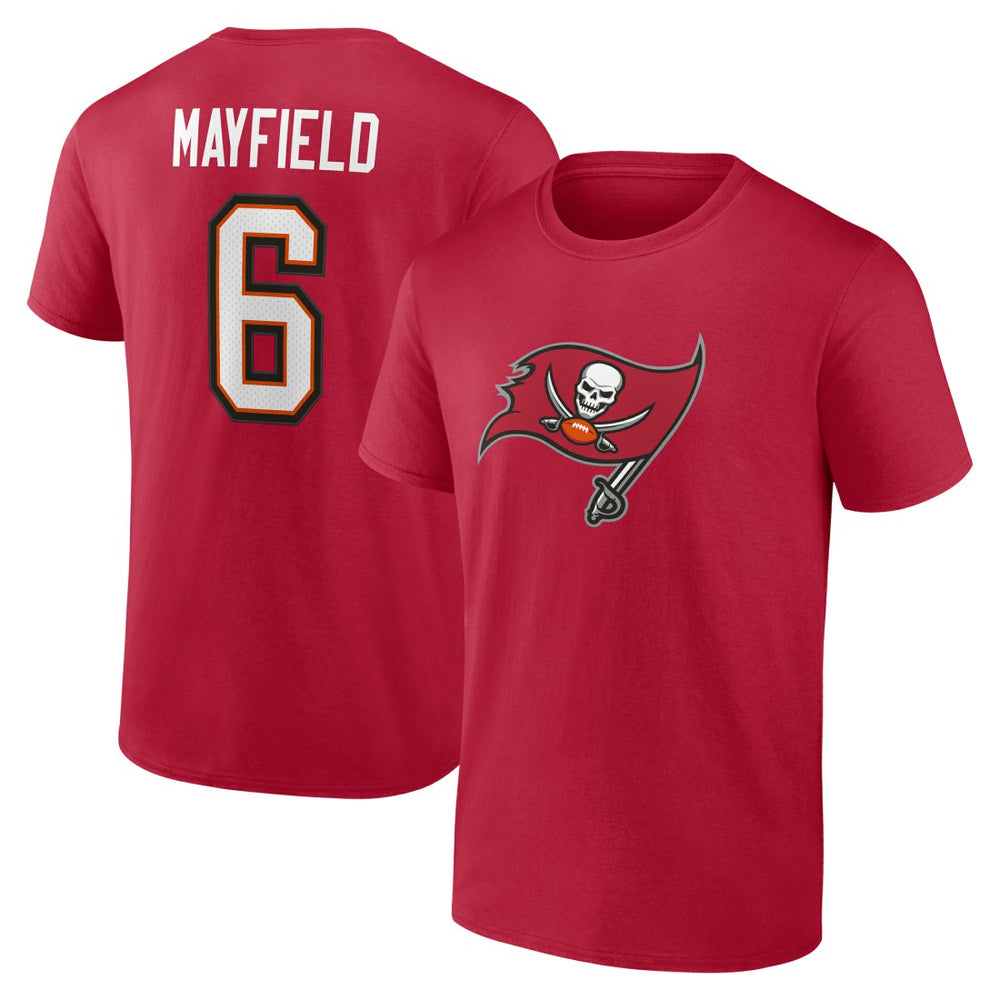 Baker Mayfield Tampa Bay Buccaneers Icon Name & Number T-Shirt Red - NFL