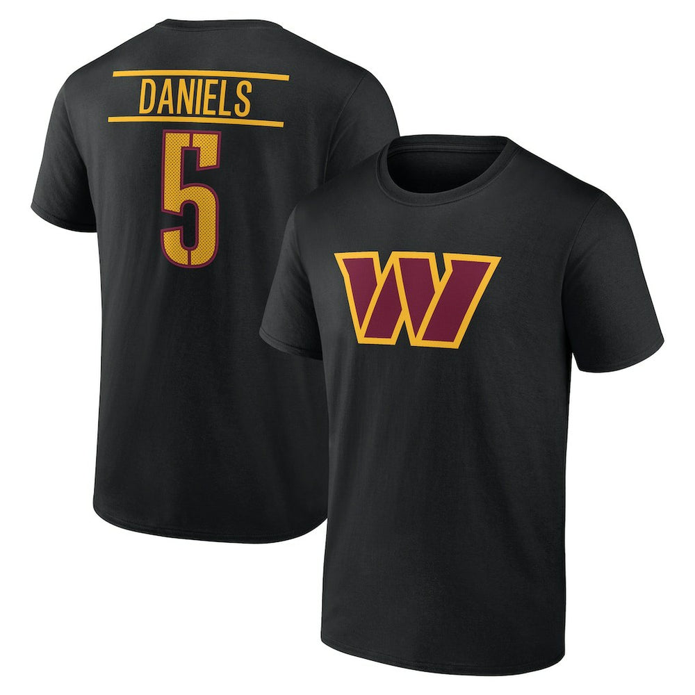 Jayden Daniels Washington Commanders Icon Name & Number T-Shirt Black - NFL