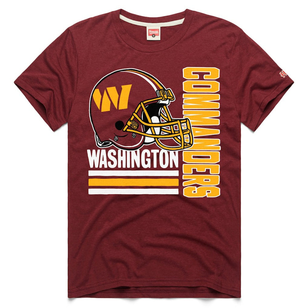 Washington Commanders Homage Helmet Stripe Tri-Blend T-Shirt Burgundy - NFL