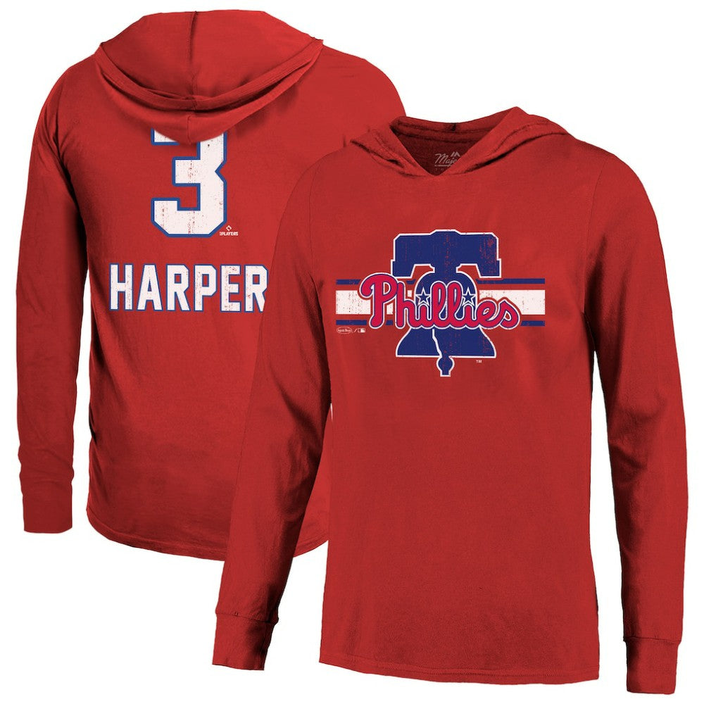 Bryce Harper Philadelphia Phillies Majestic Threads Lightweight Name & Number Hoodie Online