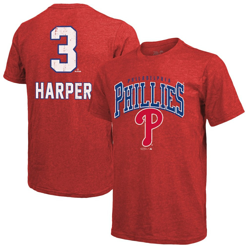 Bryce Harper Philadelphia Phillies Majestic Threads Triblend Name & Number T-Shirt Online