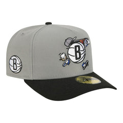 New Era - Brooklyn Nets Injection Cartoon Logo A-Frame 59FIFTY Fitted Hat - Gray
