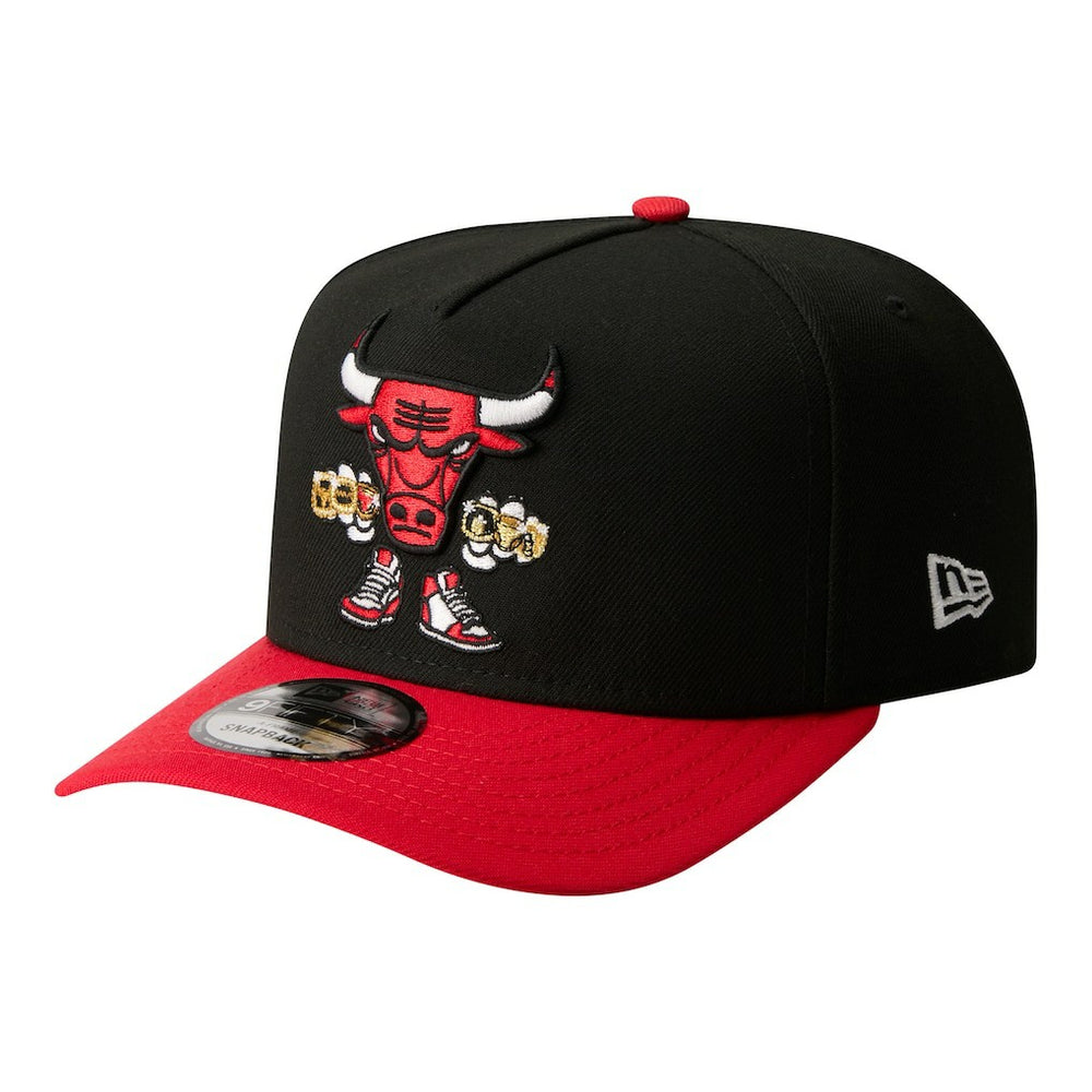 New Era - Chicago Bulls Injection Cartoon Logo A-Frame 9FIFTY Adjustable Hat - Black