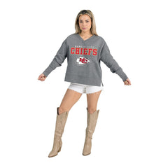 Kansas City Chiefs Gameday Couture Women's French Terry V-Neck Pullover Sweatshirt Gray - NFL