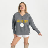 Pittsburgh Steelers Gameday Couture Women's French Terry V-Neck Pullover Sweatshirt Gray - NFL