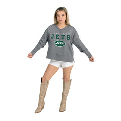 New York Jets Gameday Couture Women's French Terry V-Neck Pullover Sweatshirt Gray - NFL