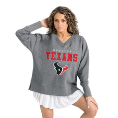 Houston Texans Gameday Couture Women's French Terry V-Neck Pullover Sweatshirt Gray - NFL