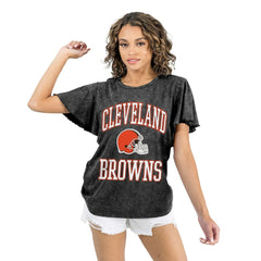Cleveland Browns Gameday Couture Women's Relaxed Flutter Sleeve T-Shirt Black - NFL