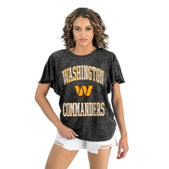 Washington Commanders Gameday Couture Women's Relaxed Flutter Sleeve T-Shirt Black - NFL