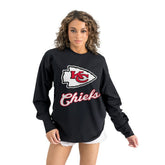 Kansas City Chiefs Gameday Couture Women's Oversized Long Sleeve T-Shirt Black - NFL