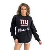 New York Giants Gameday Couture Women's Oversized Long Sleeve T-Shirt Black - NFL