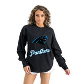 Carolina Panthers Gameday Couture Women's Oversized Long Sleeve T-Shirt Black - NFL