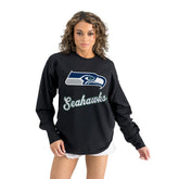 Seattle Seahawks Gameday Couture Women's Oversized Long Sleeve T-Shirt Black - NFL