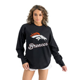 Denver Broncos Gameday Couture Women's Oversized Long Sleeve T-Shirt Black - NFL