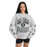 Las Vegas Raiders Gameday Couture Women's Resilience Relaxed Rhinestone Pullover Sweatshirt Ash - NFL