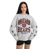 Chicago Bears Gameday Couture Women's Resilience Relaxed Rhinestone Pullover Sweatshirt Ash - NFL