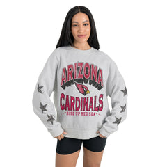 Arizona Cardinals Gameday Couture Women's Resilience Relaxed Rhinestone Pullover Sweatshirt Ash - NFL