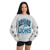 Detroit Lions Gameday Couture Women's Resilience Relaxed Rhinestone Pullover Sweatshirt Ash - NFL