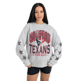 Houston Texans Gameday Couture Women's Resilience Relaxed Rhinestone Pullover Sweatshirt Ash - NFL