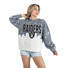 Las Vegas Raiders Gameday Couture Women's Oversized Faded Wash Tri-Blend Pullover Sweatshirt Gray - NFL
