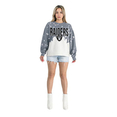 Las Vegas Raiders Gameday Couture Women's Oversized Faded Wash Tri-Blend Pullover Sweatshirt Gray - NFL