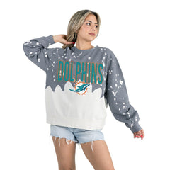 Miami Dolphins Gameday Couture Women's Oversized Faded Wash Tri-Blend Pullover Sweatshirt Gray - NFL