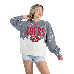 San Francisco 49ers Gameday Couture Women's Oversized Faded Wash Tri-Blend Pullover Sweatshirt Gray - NFL