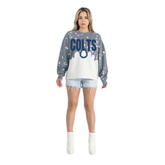Indianapolis Colts Gameday Couture Women's Oversized Faded Wash Tri-Blend Pullover Sweatshirt Gray - NFL