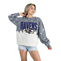 Baltimore Ravens Gameday Couture Women's Oversized Faded Wash Tri-Blend Pullover Sweatshirt Gray - NFL