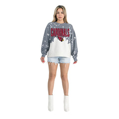 Arizona Cardinals Gameday Couture Women's Oversized Faded Wash Tri-Blend Pullover Sweatshirt Gray - NFL