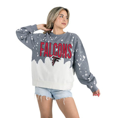 Atlanta Falcons Gameday Couture Women's Oversized Faded Wash Tri-Blend Pullover Sweatshirt Gray - NFL