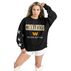 Washington Commanders Gameday Couture Women's Velocity Relaxed Rhinestone Pullover Sweatshirt Black - NFL