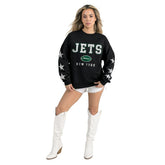 New York Jets Gameday Couture Women's Velocity Relaxed Rhinestone Pullover Sweatshirt Black - NFL