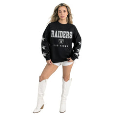 Las Vegas Raiders Gameday Couture Women's Velocity Relaxed Rhinestone Pullover Sweatshirt Black - NFL