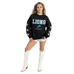 Detroit Lions Gameday Couture Women's Velocity Relaxed Rhinestone Pullover Sweatshirt Black - NFL