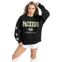 Green Bay Packers Gameday Couture Women's Velocity Relaxed Rhinestone Pullover Sweatshirt Black - NFL