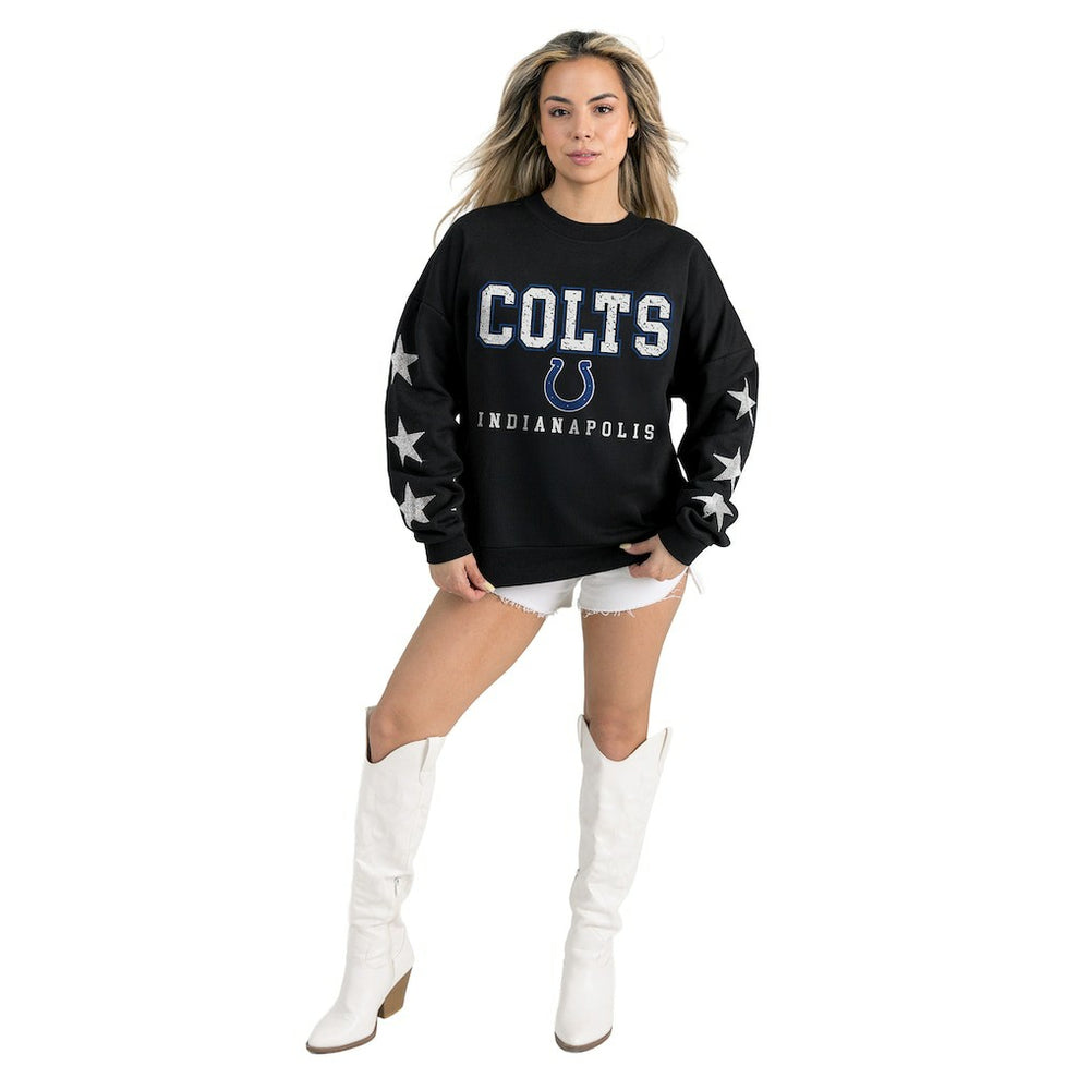 Indianapolis Colts Gameday Couture Women's Velocity Relaxed Rhinestone Pullover Sweatshirt Black - NFL