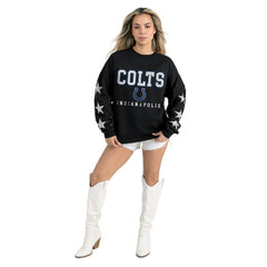 Indianapolis Colts Gameday Couture Women's Velocity Relaxed Rhinestone Pullover Sweatshirt Black - NFL
